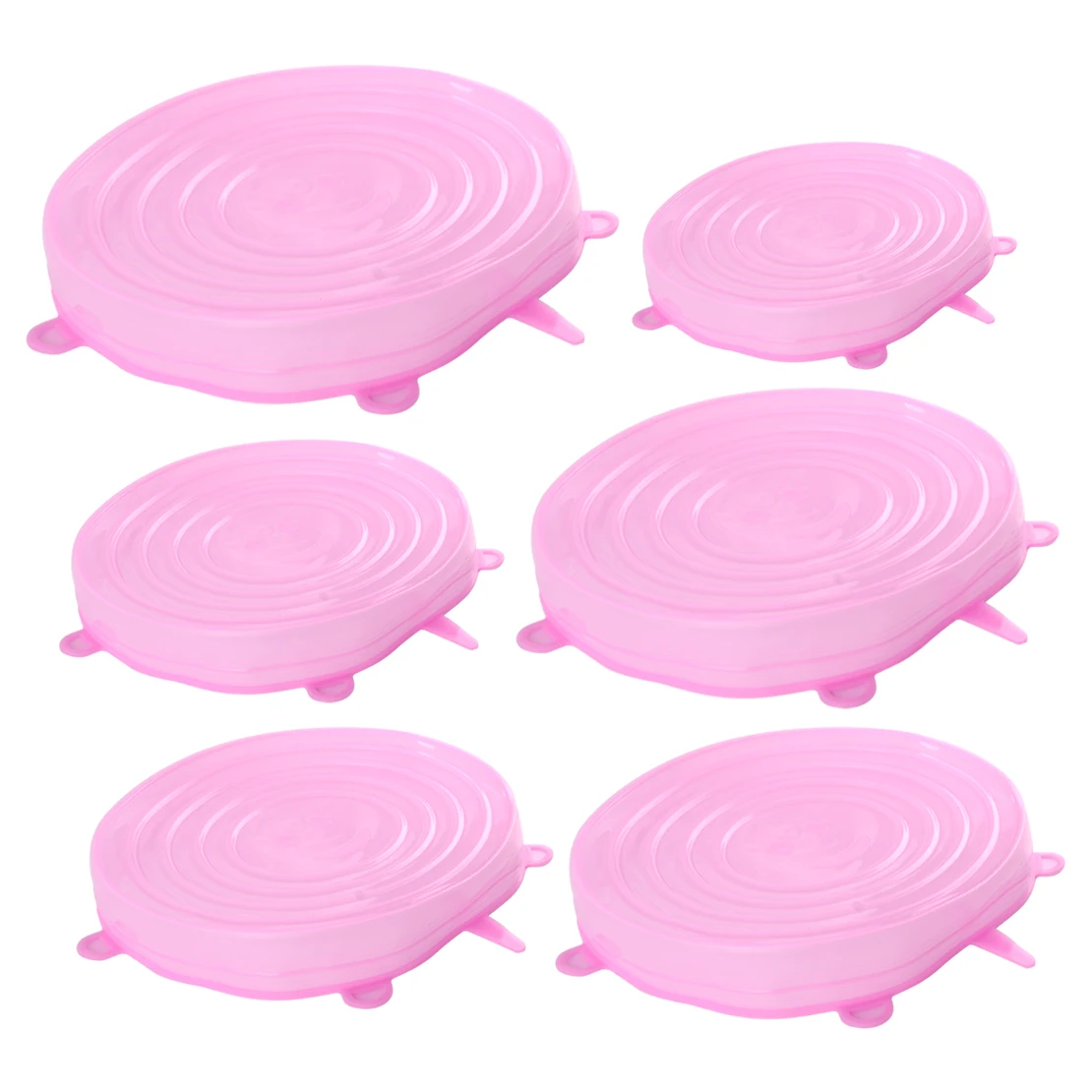 LETAOSK 6 шт. УНИВЕРСАЛЬНЫЕ СИЛИКОНОВЫЕ растягивающиеся всасывающие крышки для кастрюль кухонные крышки для кастрюль пробка против разлива и утечки - Цвет: pink