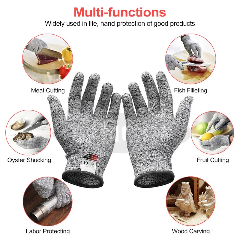 Профессиональные противоскользящие перчатки, стандарт CE, уровень 5, устойчивые к порезанию, Нескользящие защитные перчатки, многофункциональные для работы, дома, кухни
