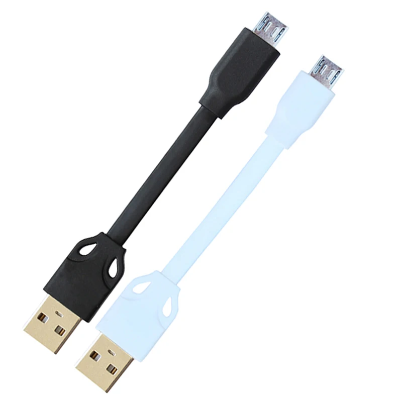 Micro USB 10cm Short Cable Soft Flat TPE Data and Charging Cable Cord for Sync charging Two Pieces