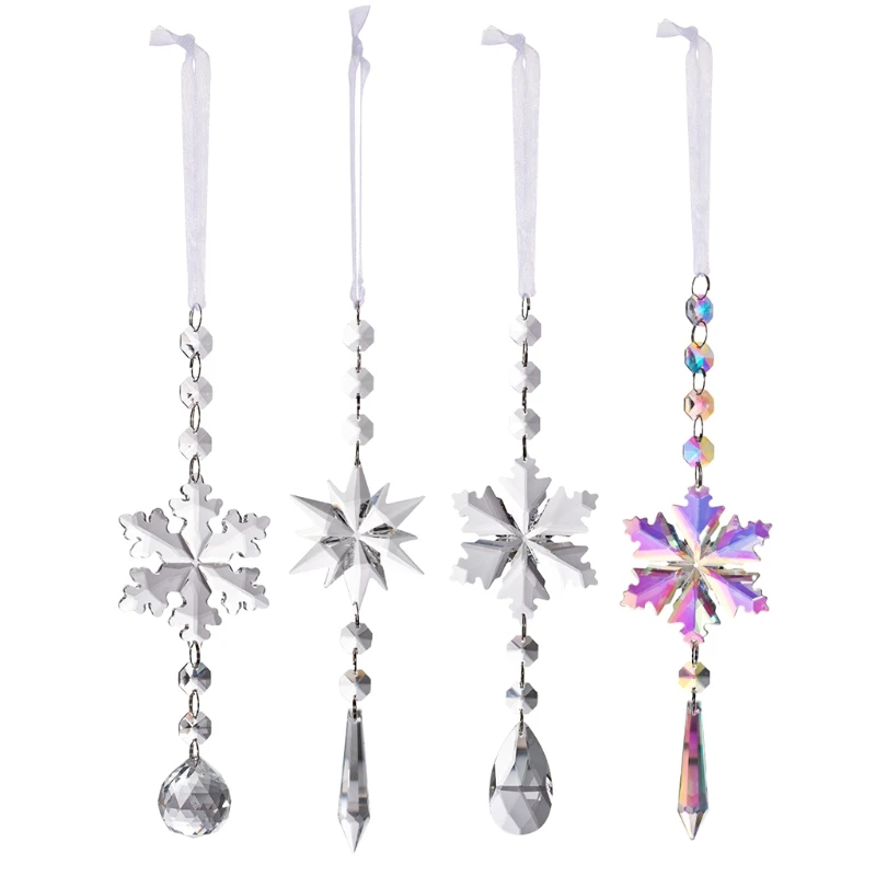 

Christmas Crystal Snowflake Ornament Xmas Tree Hanging Pendant Car Decoration