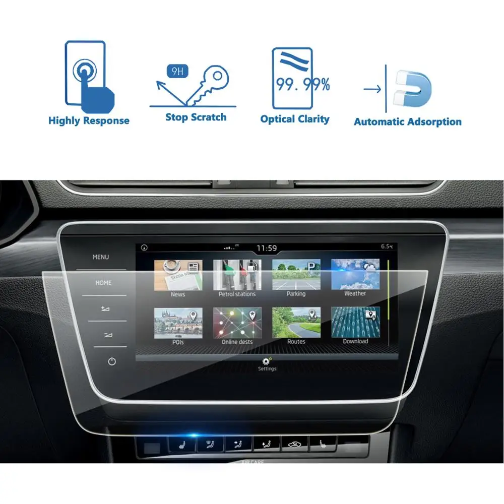 RUIYA Car Screen Protector For Superb Business Columbus 9.2 Inch 2019 2020 Navigation Display Screen Auto Interior Accessories