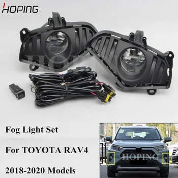 

HOPING 1Set Front Bumper Fog Light Assembly Kit For TOYOTA RAV4 2018 2019 2020 Fog Lamp Set Halogen Bulb H16 19W Wiring Switch