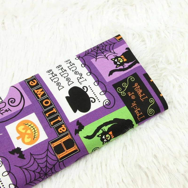 Хэллоуин стиль мультфильм печатных хлопчатобумажная простая ткань фиолетовый мягкая хлопковая ткань DIY шитье хэллоуин ремесла текстиль