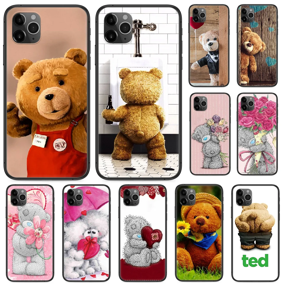 Милый плюшевый мишка чехол для телефона iphone 4 4s 5 5S SE 5C 6 6S 7 8 plus X XS XR 11 PRO MAX 2020 черный