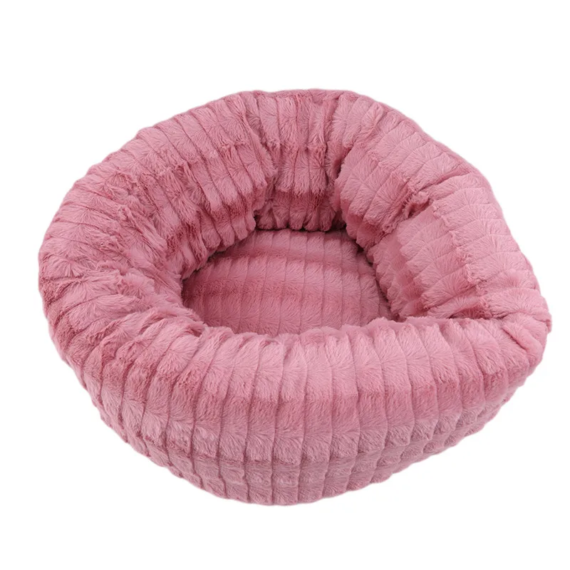Pink Товары для домашних животных теплая плюшевая кровать для собак круглая подушка для домашних животных для маленьких средних и больших собак кошка зимняя собака Питомник щенок коврик кровать для домашних животных - Цвет: Pink