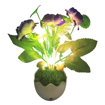 

Decorations Light Control Home Led Gift Plant Shaped Bedroom Energy Saving Micro Landscape Easy Use Plug In Night Lamp