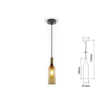 

V-TAC SV3776 chandelier Led pendant shape glass bottle brown color attack E14 for restaurant Sushi Bar SKU-3776