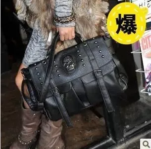 

Western Style Star Punk Style Men's Rivet Skull Skull Bag Retro Shoulder Motorcycle Bag Oblique WOMEN'S Bag Bag