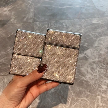 

High quality case cigarette Handmade sticky flashing diamond Leatherwear Cigarettes case box for women