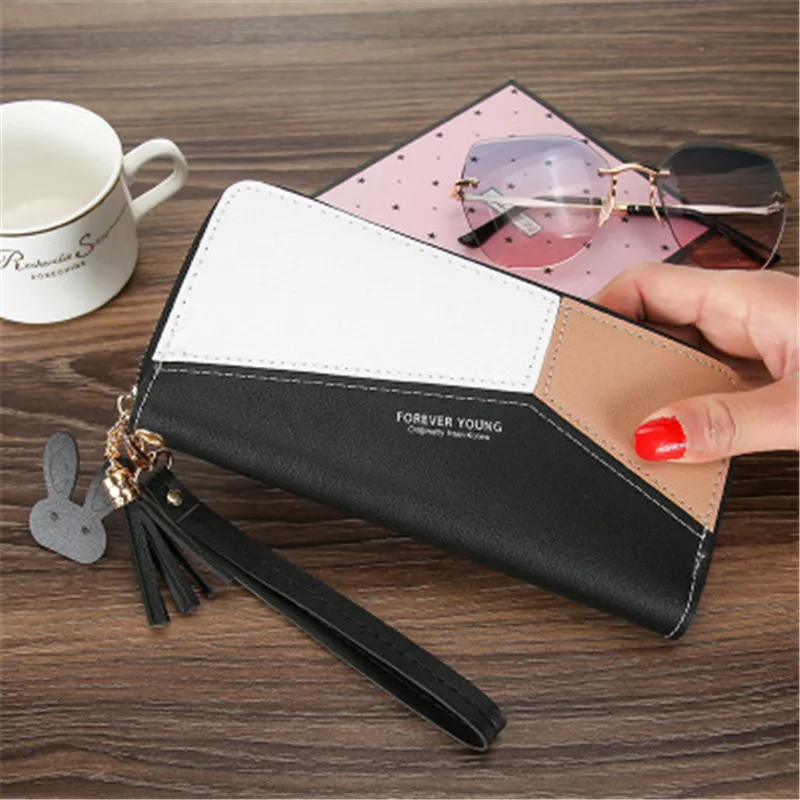 

New Style Ladies Fashion Korean Version Long Hit Color Clutch Large Capacity Zipper Wallet Mobile Phone Bag