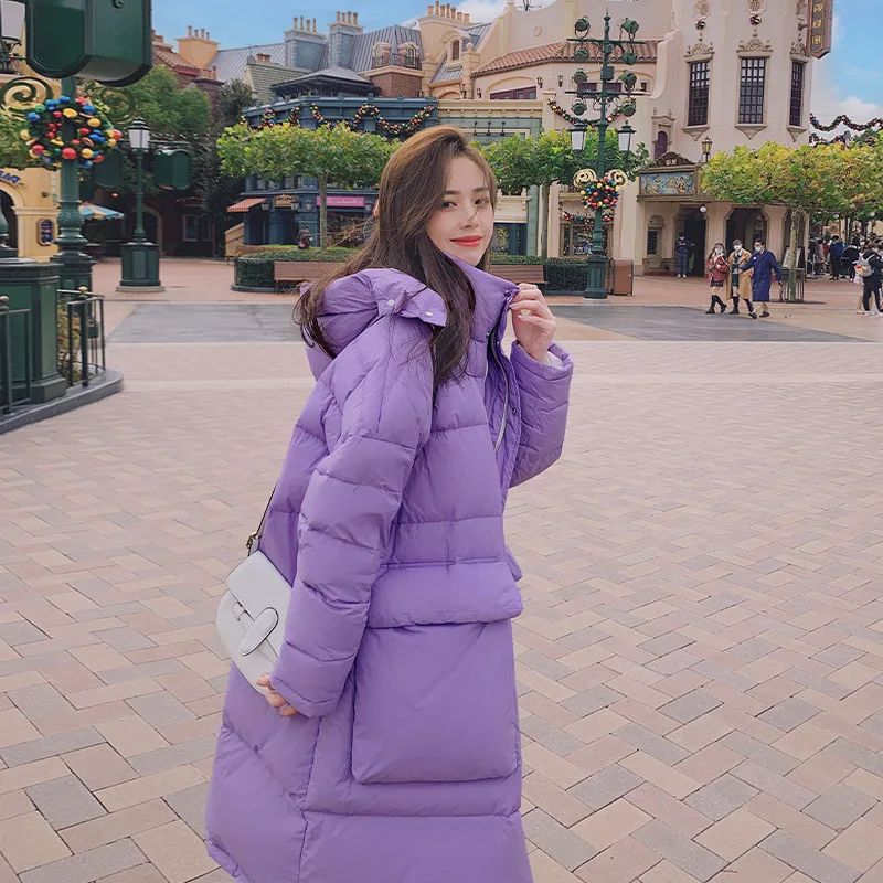 

New cotton-padded clothes women's winter loose bread coat cotton-padded coat mid-length over-the-knee hooded jackets