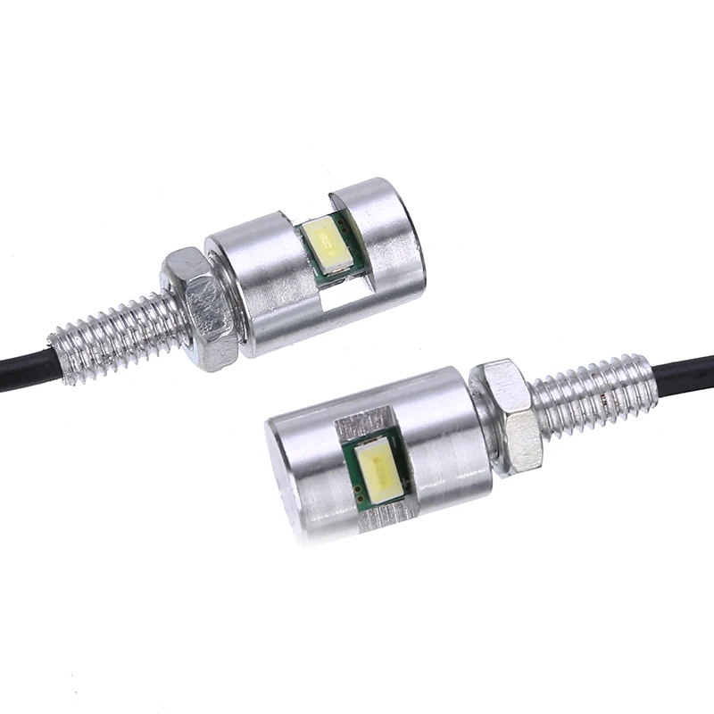 2X Chrome Motorcycle Left/Right License Plate Bolt Light Bulb 12V Car Motor White SMD LED Number Plate Screw Bolt Lamp