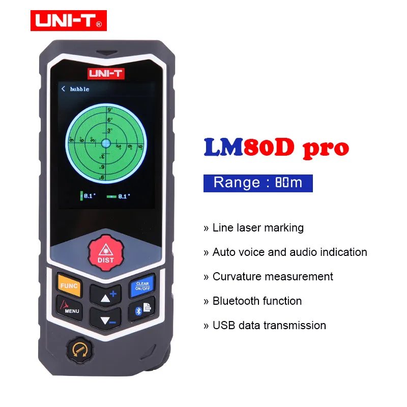 UNI-T LM80D PRO/LM120D PRO лазерное расстояние колесо измерителя Тип дальномер Лазерная электронная линейка/голосовое чтение с Bluetooth - Цвет: LM80D PRO-80M