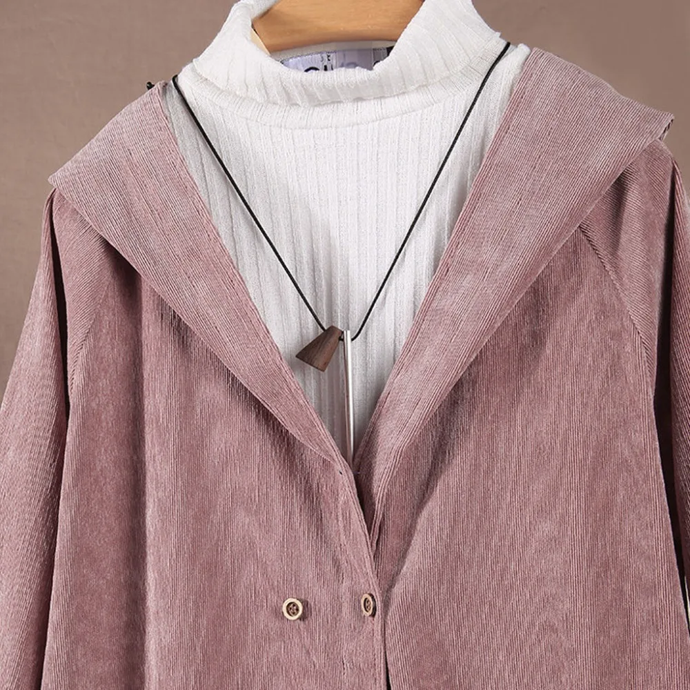Новые вельветовые куртки Харадзюку, женские осенне-зимние пальто, большие размеры, женские большие Топы, милые однотонные куртки, одежда