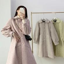 Новинка, Осень-зима, модная женская одежда, на пуговицах, с длинным рукавом, пальто, одноцветное, с отложным воротником, пальто для женщин