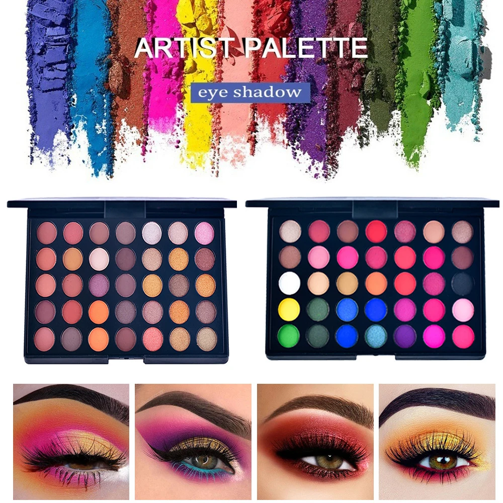 

35Colors Matte Shimmer Eyeshadow Pallete Long Lasting Waterproof Glitter Eye Shadow Powder Pigment Charm Smoky Eye Makeup Pallet