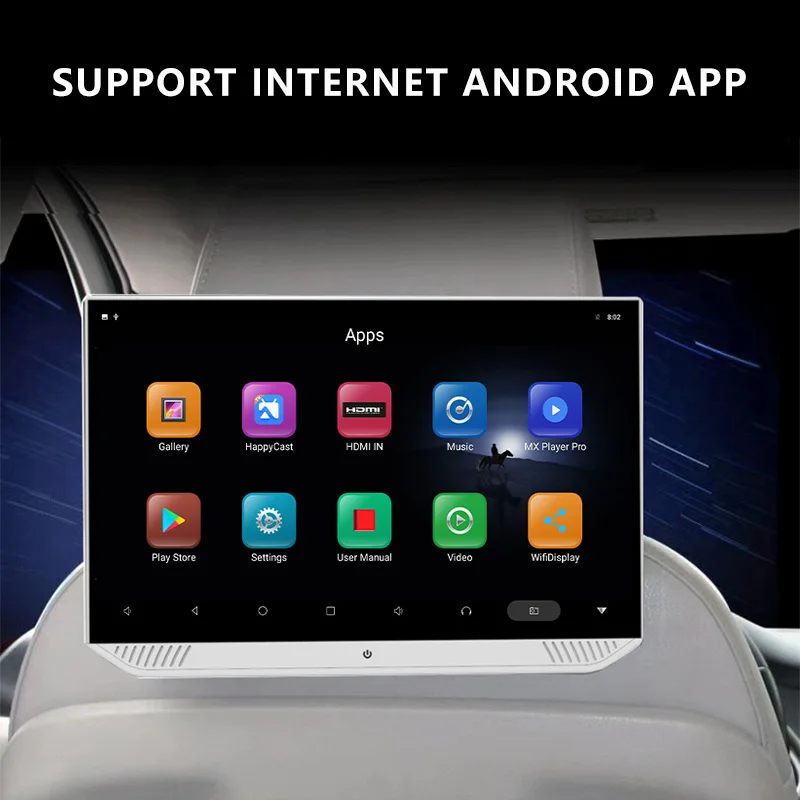  13.3 Inch Android 9.0 2GB+32GB Car Headrest Monitor 4K 1080P Touch Screen WIFI/Bluetooth/USB/SD/HDM