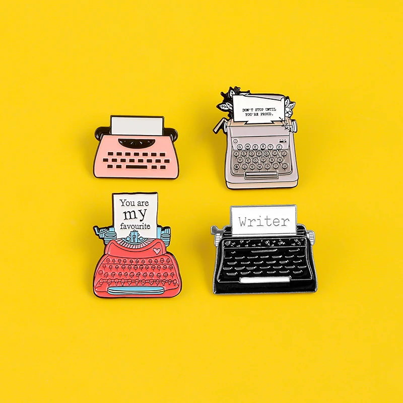 Vintage typewriter enamel pins You Are My Favorite bages brooches for gifts Classic jewelry Jackets Backpack bags hats Lapel pin | Украшения