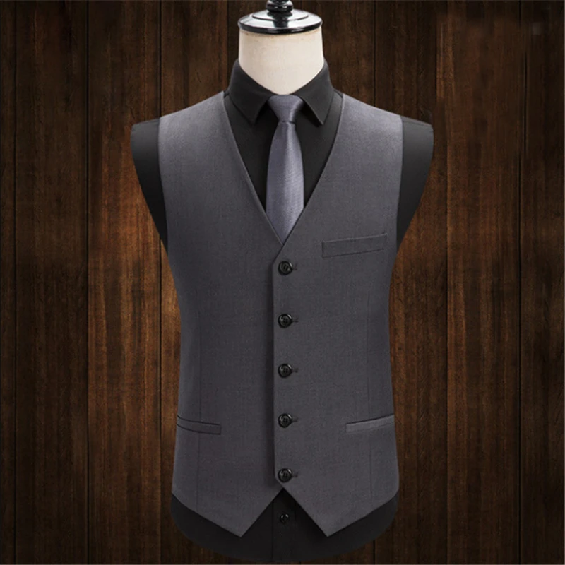 2019 New Men'S Wild Suit Vest Korean Slim Official Business Casual Professional High Quality Suit Vest 5XL