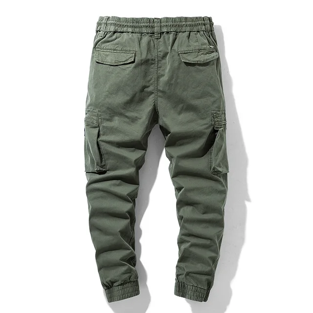 2021 New Spring Men's Cotton Cargo Pants Clothing Autumn Casual Fashion Elastic Waist Quality Pantalones Tipo Cargo Pants Men 3