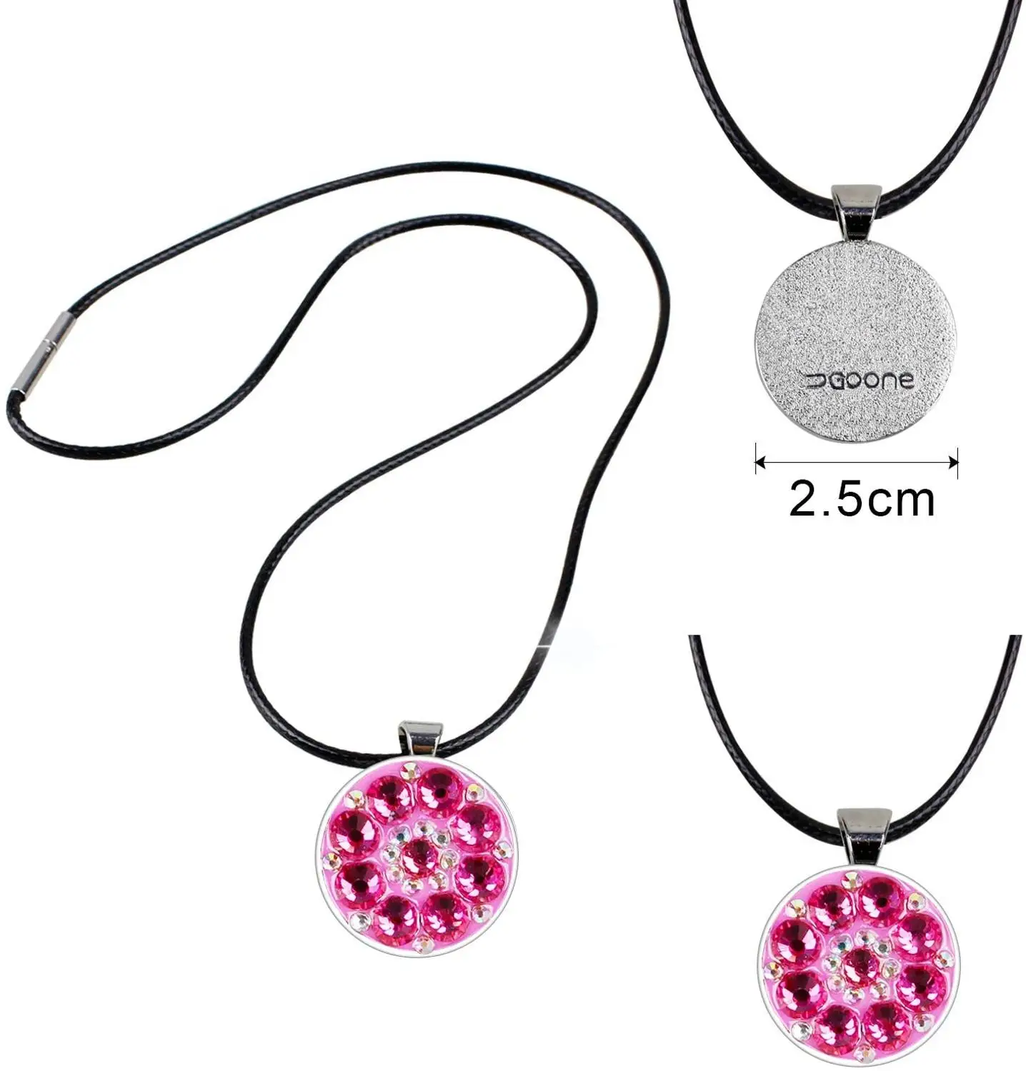 Kofull Crystal Golf Ball Marker with Golf Necklace for Ladies/Girls as Gift and Accessories 3 Colors for You Choose