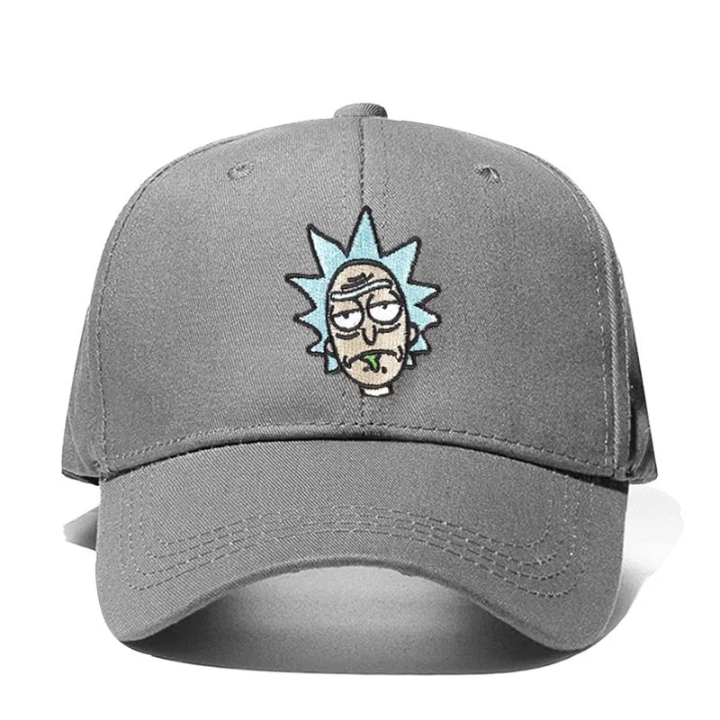 Рик и Морти хаки папа шляпа Crazy Rick бейсбольная кепка Американский Аниме хлопок вышивка Snapback аниме любителей кепка для мужчин и женщин - Цвет: gray