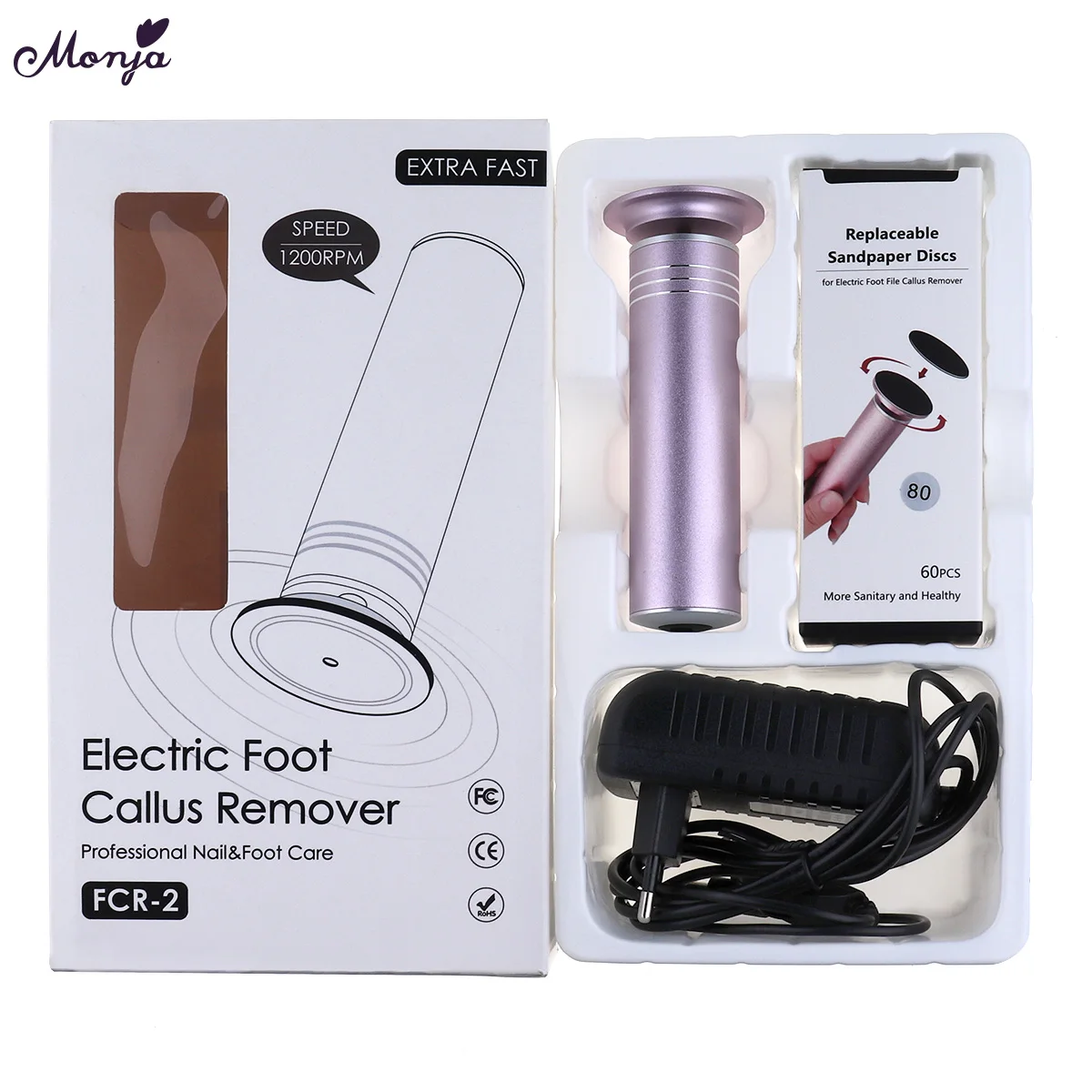 Monja Electric Foot Callus Remover Feet Heel Dead Skin Foot Remove Cleaning File Grinding Pedicure Machine 5