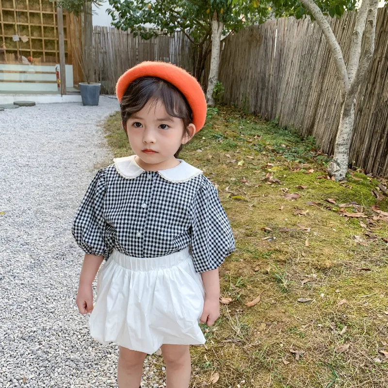 Рубашки с воротником-куклой для девочек из чистого хлопка | Мать и ребенок