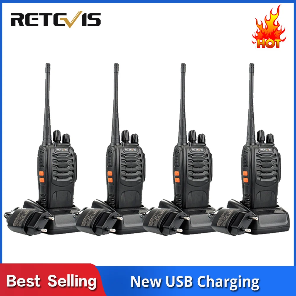 4 PCS Retevis H777 Radio Walkie Talkie 5W UHF400 470MHz 16CH Ham Radio Portable Two Way 1