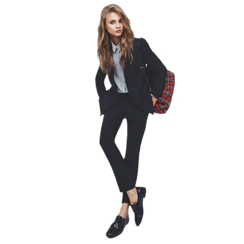 

Women Pant Suits Design Fashion Black 2 Piece Formal Women Ladies Business Office Tuxedos Work Wear Suits Bespoke