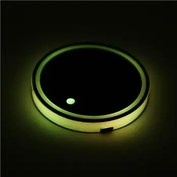 

Colorful Universal Car Cup Holder Bottom Mat Water Drinking Holder Organizer Pad USB LED Light Atmosphere Lamp