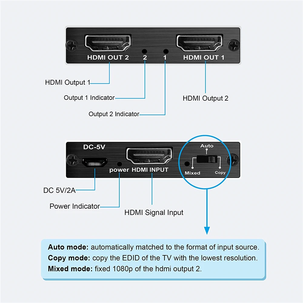 Новый разветвитель 4K 60 Гц HDR HDMI 2 0 1x2 2.0 Поддержка HDCP UHD переключатель коробка для
