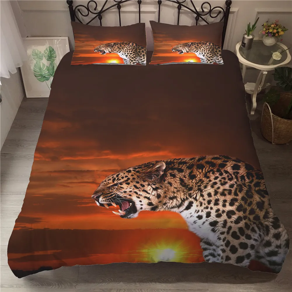 

MEI Dream Roaring Leopard Quilt Duvet Cover Animal Series Bedding Set Bed Linings View flat sheet
