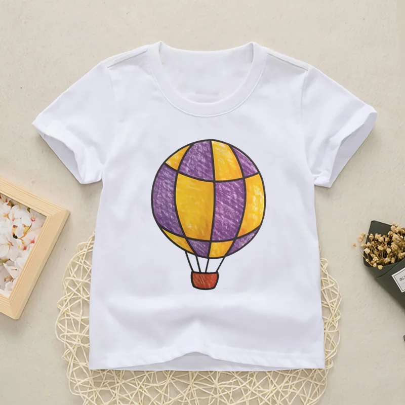 

2021 Baby Cartoons Color Balloon Print T Shirt Girls Boys Funny T-shirt Clothes Summer Fashion Cute Short Sleeve,YKP020