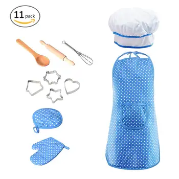 

11 PCS Role Play Kitchen Toy Children Cooking Utensils Kitchen Supplies Set Chef Set Kids Cooking Play Set With Apron For Gift