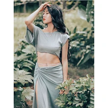 Одежда для танца живота весна-лето топ юбка комплект цвета градиента сексуальные женщины восточные индийские танцы сценический износ