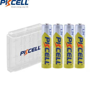 

4pcs/Lot PKCELL 1.2V 1000mAh NiMh AAA Rechargeable Battery Ni-mh 3A Batteries AAA and 1pc battery box For flashlight toys