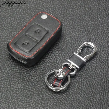 

jingyuqin 2 Btns Remote Leather Car-Styling Key Cover Case For VW VOLKSWAGEN MK4 Seat Altea Alhambra Ibiza Transporter Polo GOLF