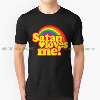 

Satan Loves Me! Cool Design Trendy T-Shirt Tee Satan Satanic Lucifer Baphomet Evil 666 Devil Rainbow Funny Humor Pentagram