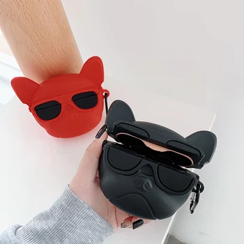 

For Sony WF-1000XM3 TWS Cartoon 3D Cute Cool Glasses Dog Puppy Bulldog Bluetooth Wireless Silicone Earphone Cover EarPods case