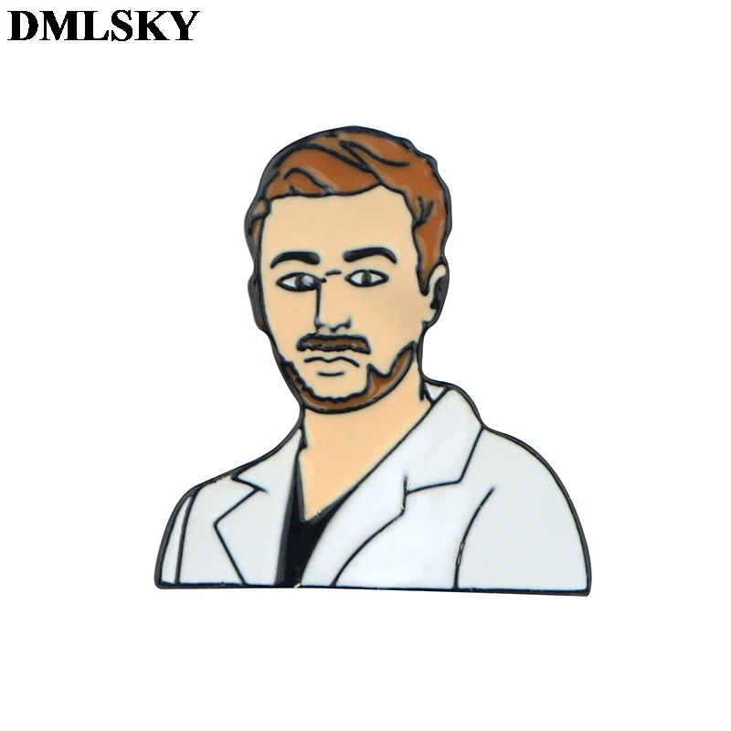 20 шт./лот DMLSKY Анатомия ТВ-шоу шпильки Derek пастырь мультфильм эмаль на булавке для одежды шпильки Зажигалка интересного дизайна значок M3944