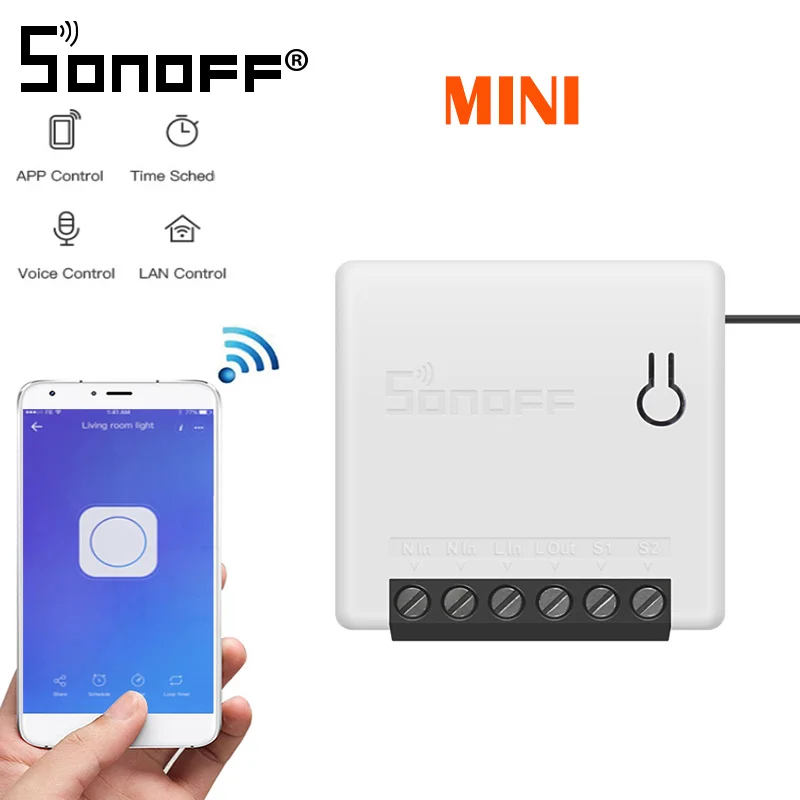 

Sonoff MINI DIY Smart Switch Small Body Remote Control Wifi Switch Support An External Switch Work with Alexa Google Home Basic