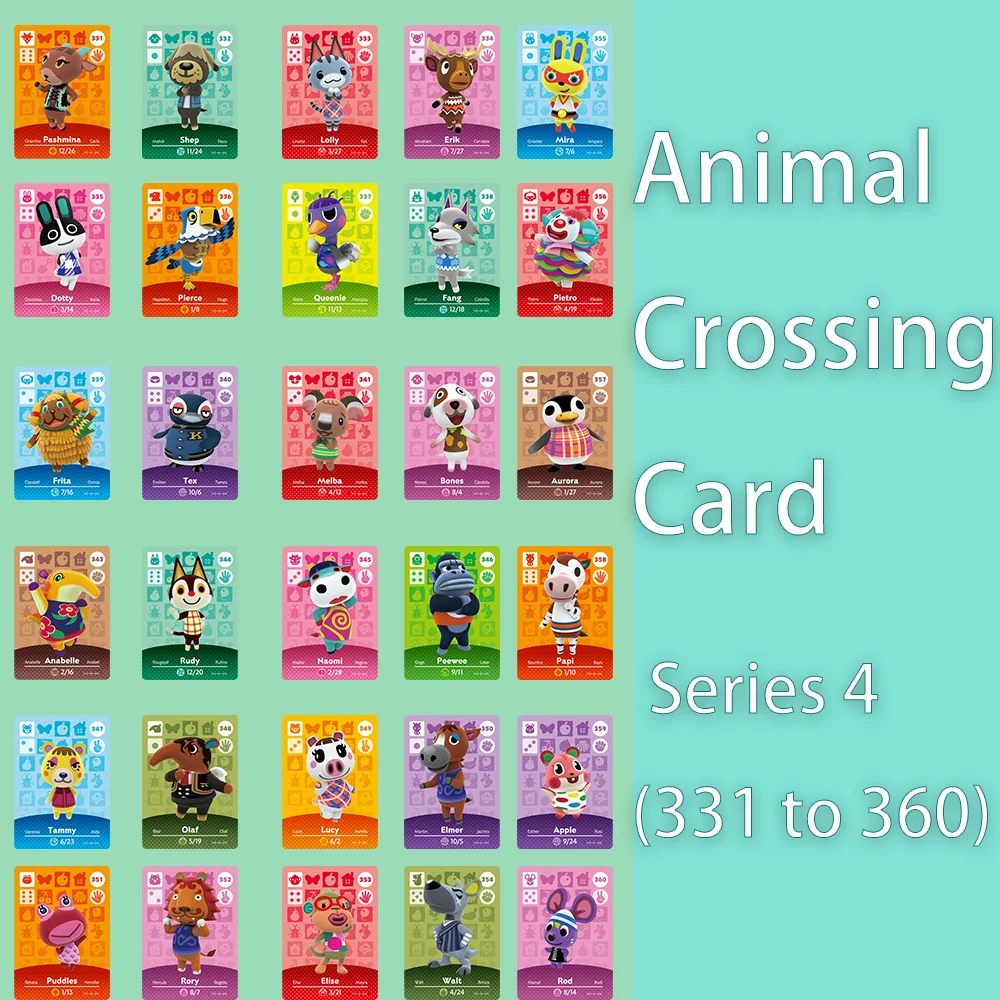 Animal Crossing Amiibo Card Series 4 Amiibo Card Work for Ns Games Amiibo  Rosie Switch Welcome Leaf (331 to 360)|Access Control Cards| - AliExpress