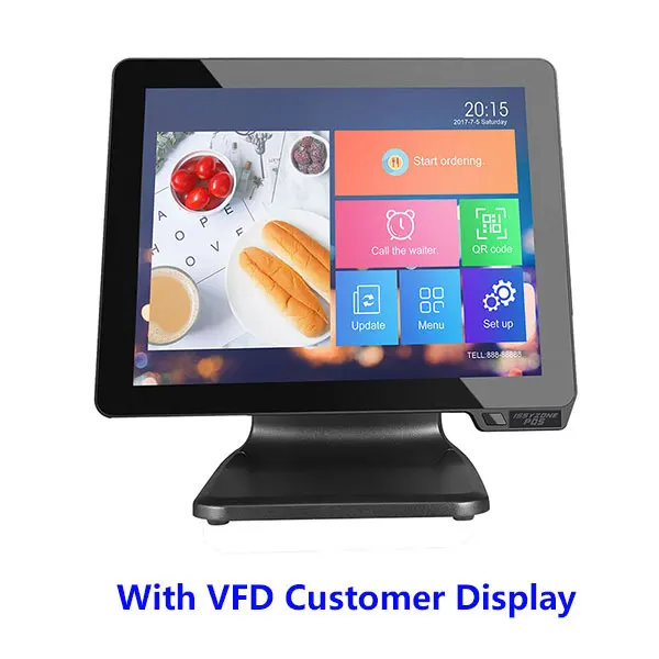 Black pos with VFD Все алюминиевый сплав дизайн POS система все в одном с 1" емкостный сенсорный экран POS система кассовый аппарат для розничной торговли - Цвет: Black pos with VFD