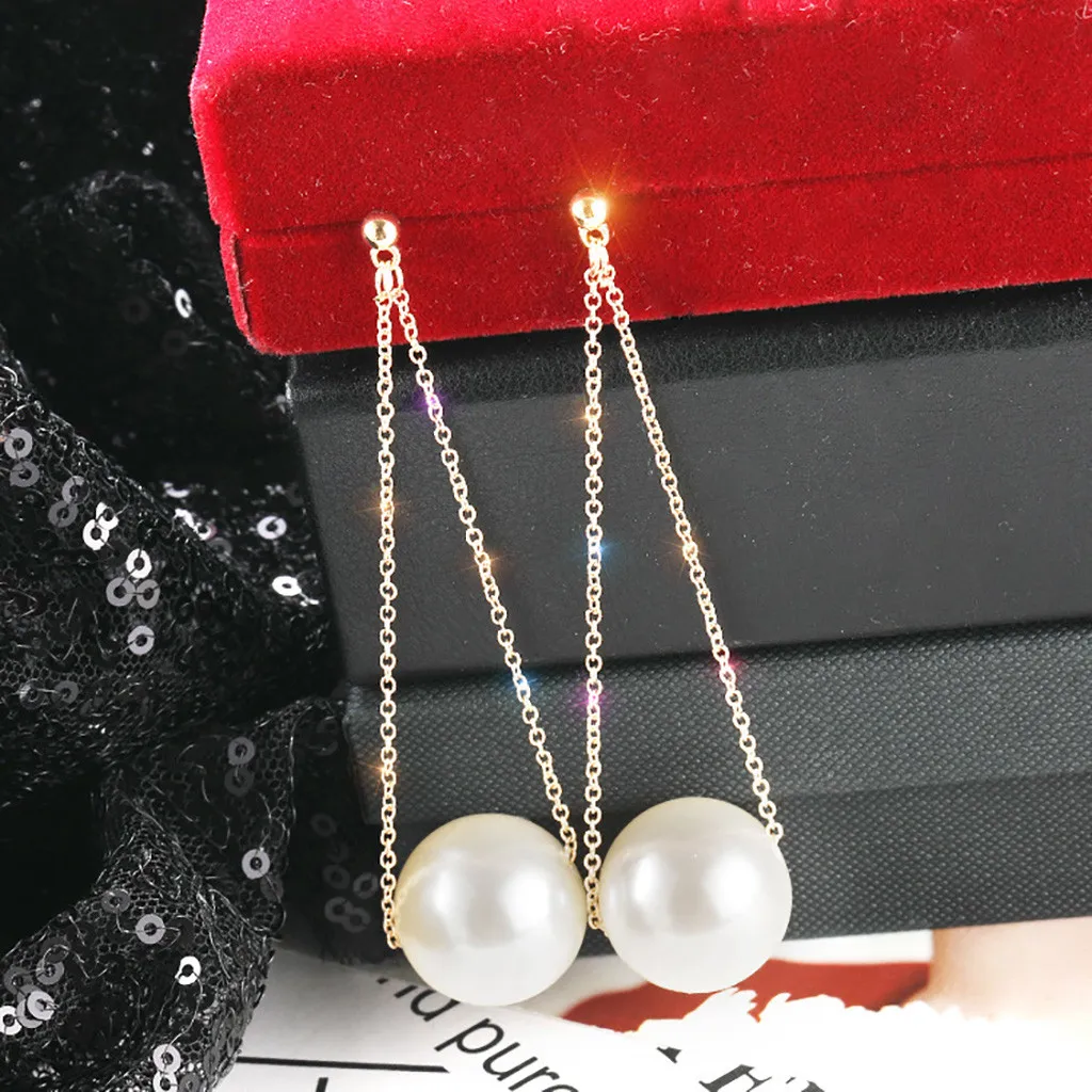 New Design Women Long Fashion Size Artificial Pearl Chain Dangle