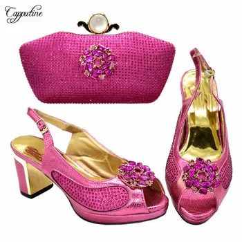 

Charming Fuchsia African Shoes&Bag Set Amazing High Heel Shoes And Purse Handbag 688-9 Heel Height 8CM