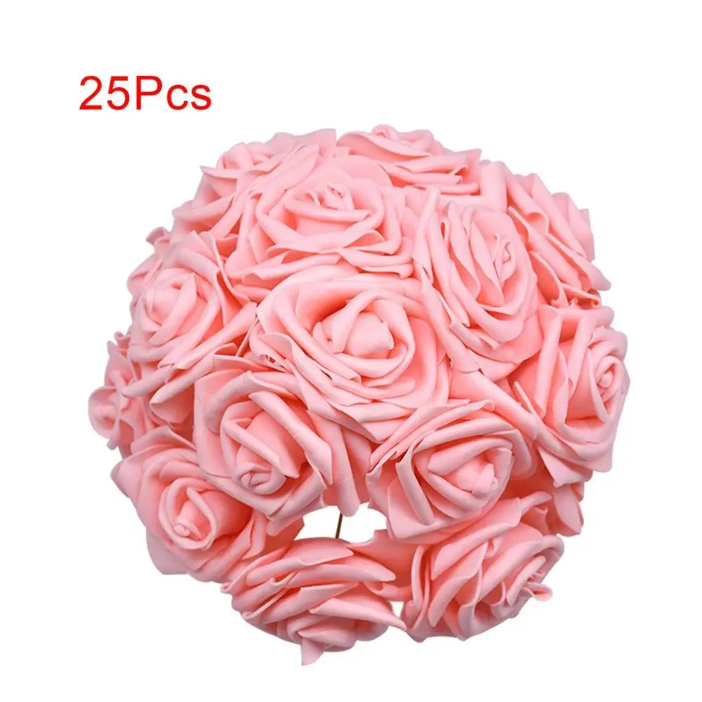 8Cm Large Pe Rose High-Grade Foam Rose Artificial Flower Bride Holding Flowers Accessories Beautiful Gift 25Pcs - Цвет: light pink