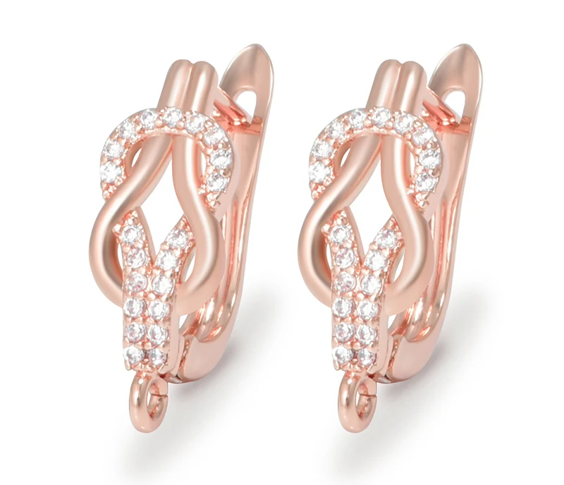 Neue DIY Ohrringe Verschlüsse Haken für Frau hand gefertigten Schmuck machen Accessoires Gold Farbe Messing Zirkon Ohrringe Haken – Detail 34
