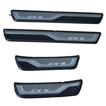 

2017 for Mazda CX-5 stainless steel Decorative threshold bar welcome pedal door side with lamp wrapping bright fast safe ship
