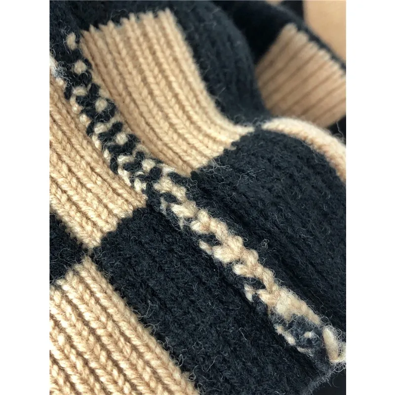 Fashion Casual Woman Winter/Autumn Women Wool/cashmere Sweater Clothes Turtleneck Checkerboard Women's Tricot Sherpa Pullover